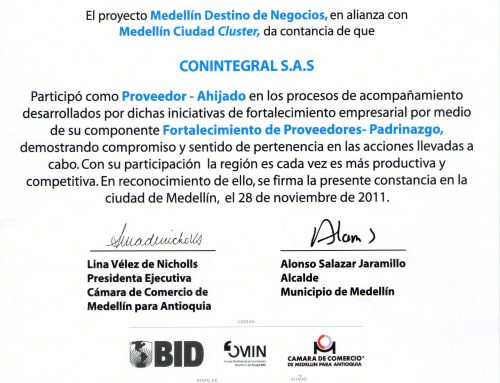 Conintegral, participante del proyecto de fortalecimiento a proveedores – Cámara de Comercio de Medellín